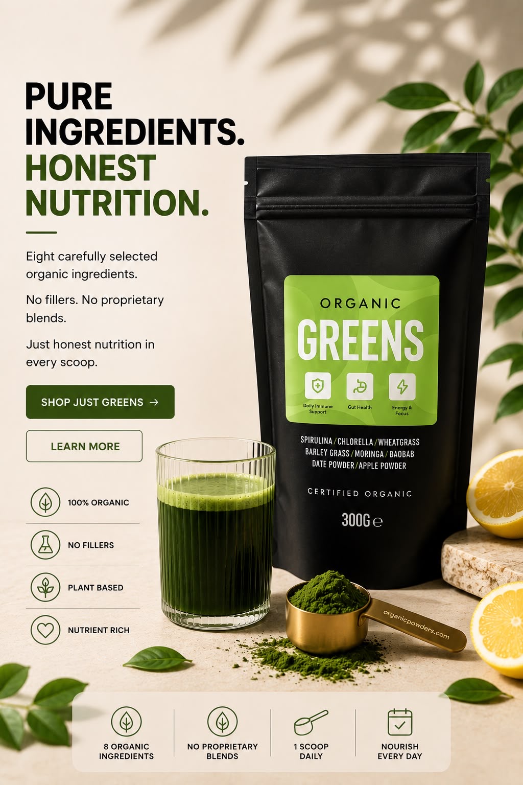 Organic Greens - Pure Ingredients. Honest Nutrition.