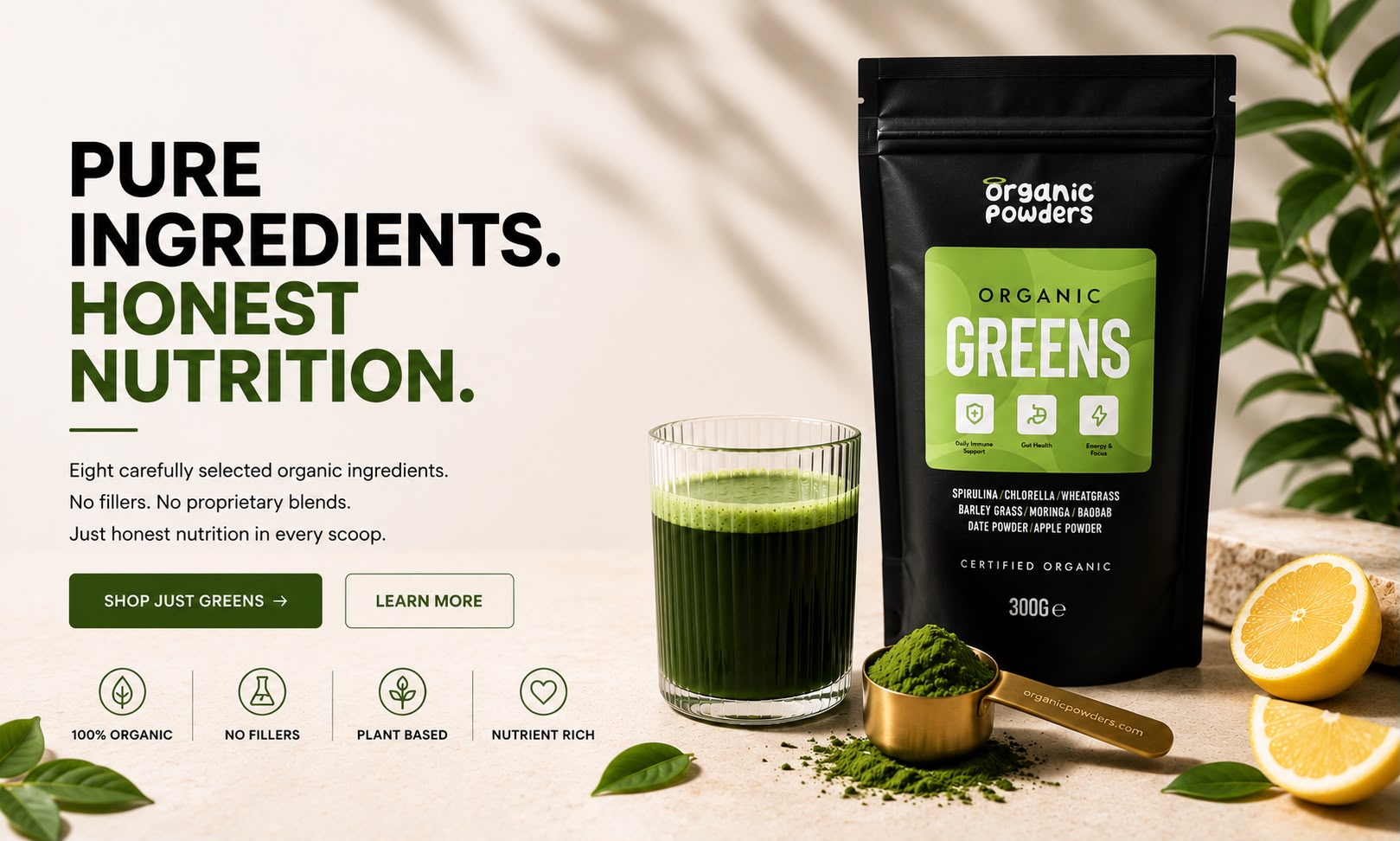 Organic Greens - Pure Ingredients. Honest Nutrition.
