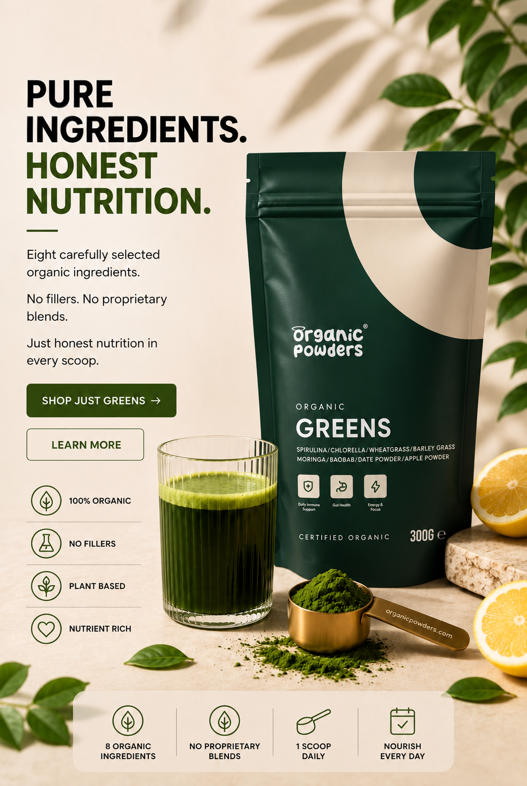 Organic Greens - Pure Ingredients. Honest Nutrition.